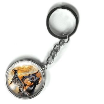 Metall Schlüsselanhänger Dobermann 1