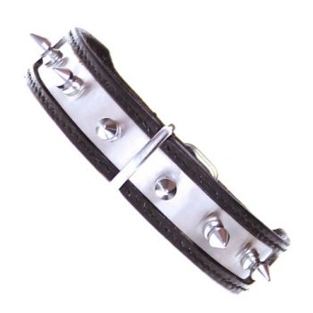 Lederhalsband  mit Nieten Steel Plus 2,5 cm breit