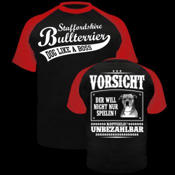 T-Shirt Staffordshire Bullterrier Vorsicht