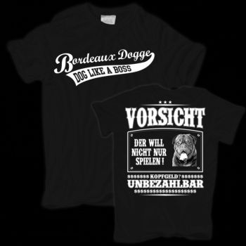 T-Shirt Bordeaux Dogge VORSICHT