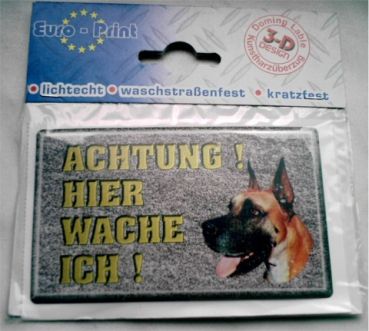  3-D Aufkleber Deutsche Dogge Hier Wache Ich