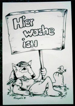 Warnschild Bullterrier Cartoon