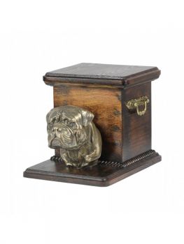 Urne Bullmastiff Kopf - 4112 Bull Mastiff Denkmal Statue Schatulle