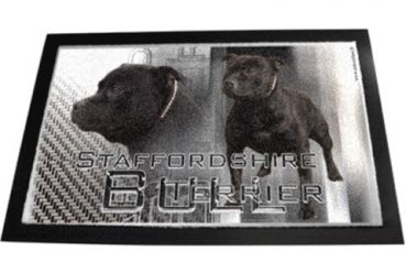 Designer Fussmatte Staffordshire Bullterrier 2 schwarz