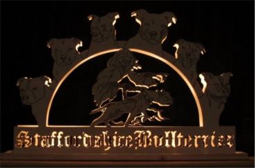 Preview: Schwibbogen Sensenmann / Staffordshire Bullterrier