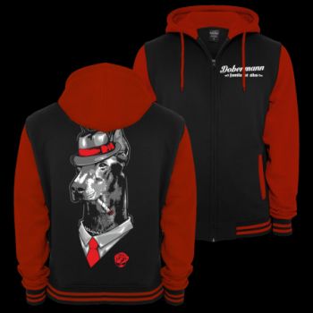 Baseballjacke Dobermann - Familie ist alles Kapuzenjacke