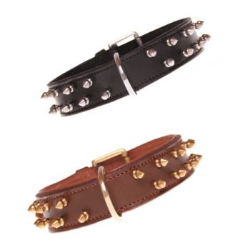 Lederhalsband Doppel Spike 3,5 cm breit