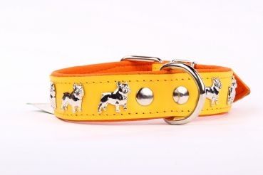 Motiv Halsband Französische Bulldogge 3cm breit Lederhalsband