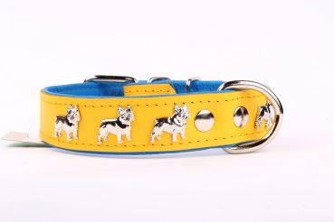 Motiv Halsband Französische Bulldogge 3cm breit Lederhalsband