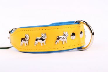 Motiv Halsband Französische Bulldogge 4cm breit Lederhalsband