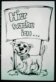 Warnschild Staffordschire Bullterrier Cartoon