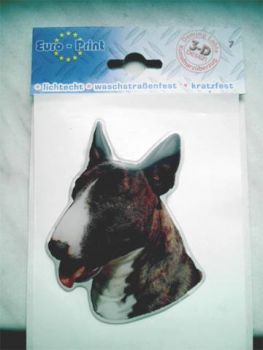 3-D Aufkleber Bullterrier Kopf braun