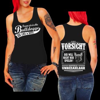 Mädels Shirt Französische Bulldogge VORSICHT