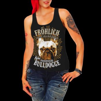 Mädels Shirt Französische Bulldogge - fröhlich und dickköpfig