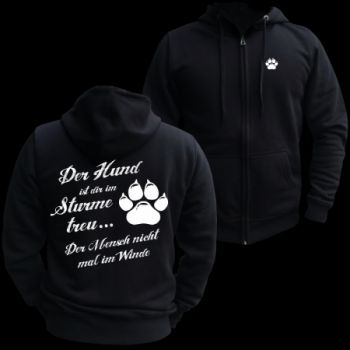 Kapuzenjacke Hoodie Der Hund ist dir im Sturme treu