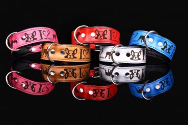 Halsband I Love my French Bulldog Lederhalsband Französische Bulldogge