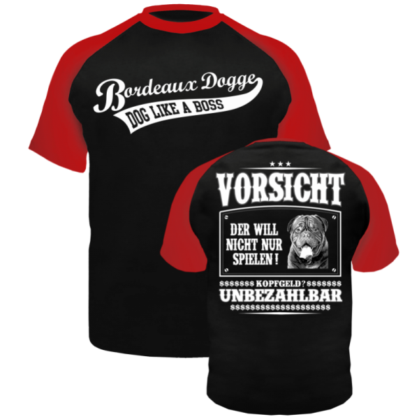 T-Shirt Bordeaux Dogge VORSICHT