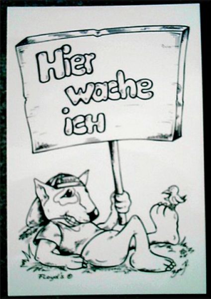 Warnschild Bullterrier Cartoon