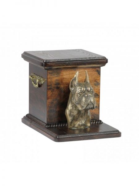 Urne Deutscher Boxer Hund Kopf - 4108 Denkmal Statue Schatulle