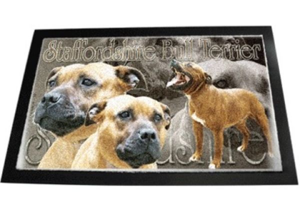 Designer Fussmatte Staffordshire Bullterrier 1 braun