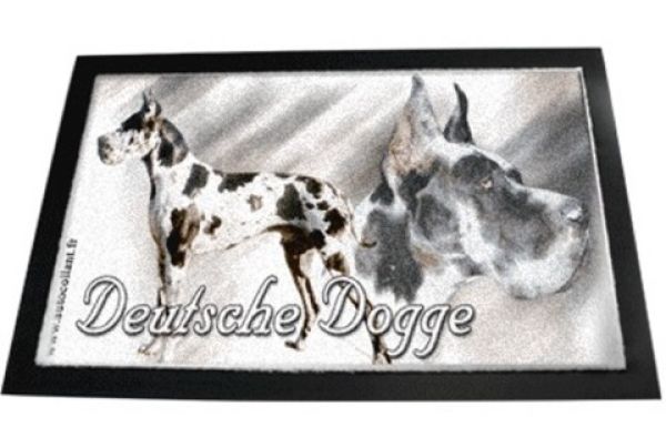 Designer Fussmatte Deutsche Dogge  schwarz / weiss 2