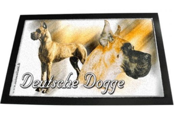 Designer Fussmatte Deutsche Dogge 3 gelb / gestromt