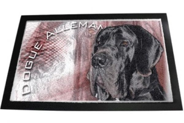 Designer Fussmatte Deutsche Dogge 7 Kopf schwarz