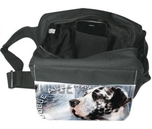 Gürteltasche / Bauchtasche Deutsche Dogge 6 Kopf schwarz / weiss