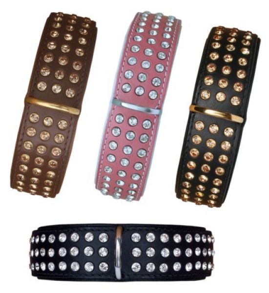 Lederhalsband Strass Extreme 3,5 cm bteit