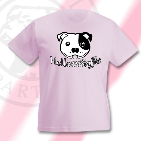 Staff Bull Kinder T-Shirt Motiv Hello Staffie