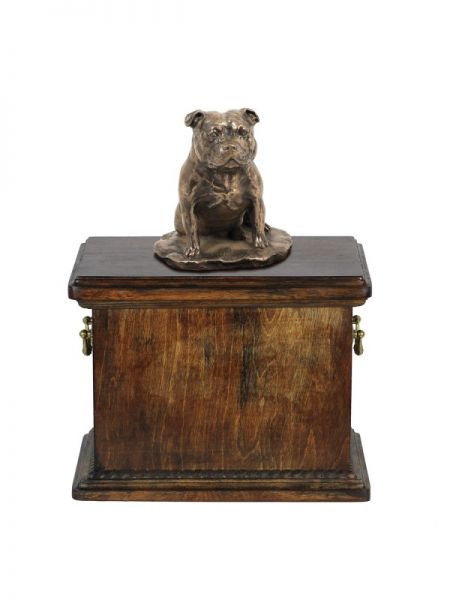 Urne Staffordshire Bull Terrier - 4075 Bullterrier Denkmal Statue Schatulle