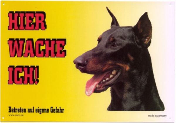 Warnschild Dobermann Kupiert