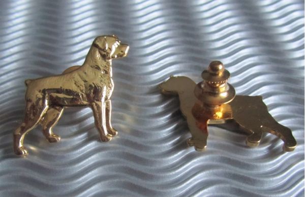 Anstecker Goldfarben Pin Rottweiler Rott weiler Rotweiler Rotti Stehend