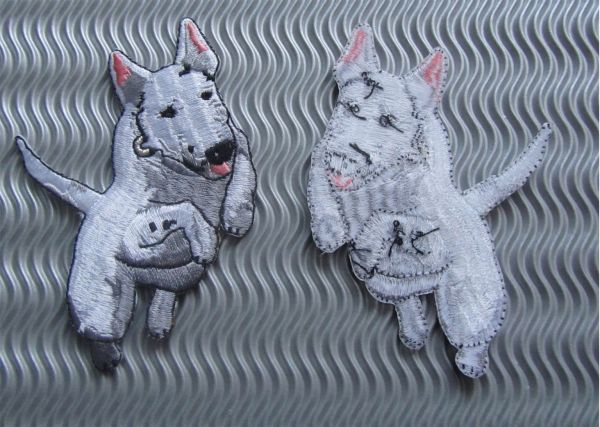 Aufnäher / Aufbügler Patch Bullterrier Englischer Bull Terrier Miniatur (weiss)