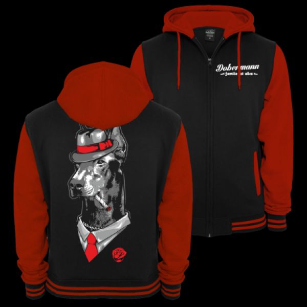 Baseballjacke Dobermann - Familie ist alles Kapuzenjacke