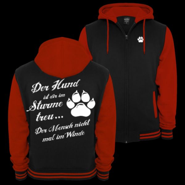 Baseballjacke Der Hund ist dir im Sturme treu Kapuzenjacke