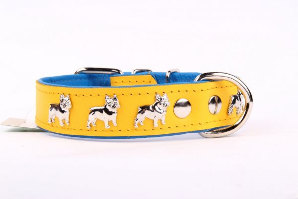 Motiv Halsband Französische Bulldogge 3cm breit Lederhalsband