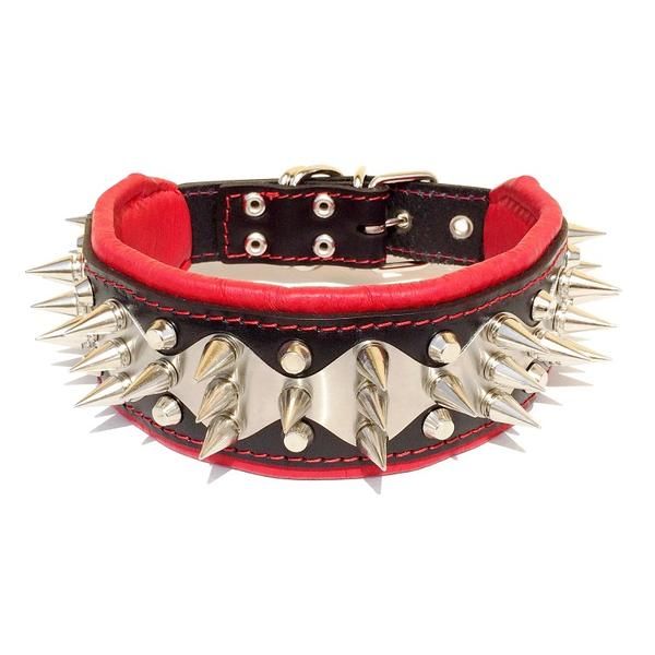 Edelstahl Halsband mit Killernieten 6,5cm breit Pit Bull Bulldog Molosser Dogo