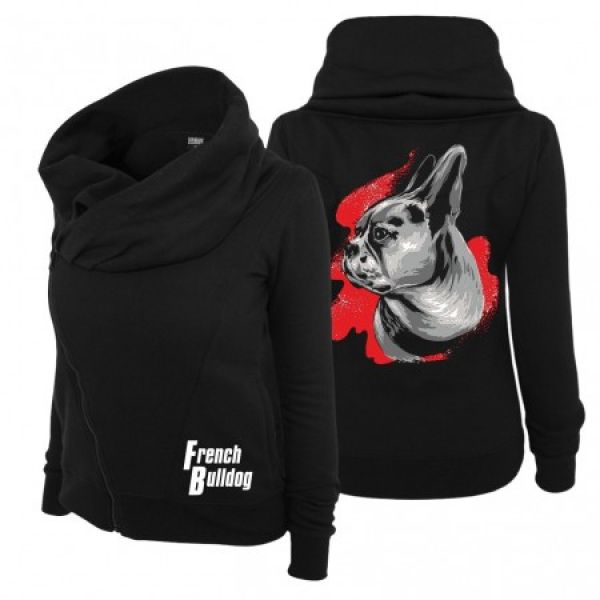 Mädels Schalkragen Jacke French Bulldog Painting