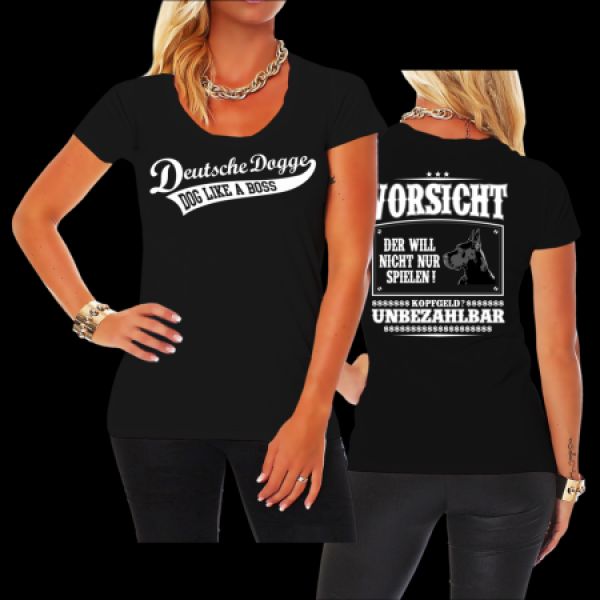 Mädels Shirt Deutsche Dogge VORSICHT