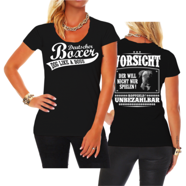 Mädels Shirt Deutscher Boxer VORSICHT