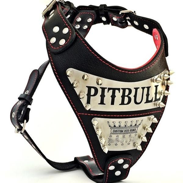 Metall Brustgeschirr Ledergeschirr American Pit Bull Terrier Geschirr Pitbull
